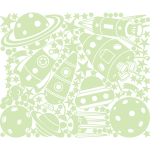 Ambiance - sticker stickers �toiles phosphorescents + plan�tes et fus�es