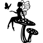 Ambiance - sticker sticker f�e assis sur un gros champignon