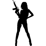 Ambiance - sticker sticker femme avec une mitraillette