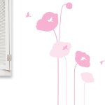 Ambiance - sticker stickers fleurs tulipes roses et oiseaux