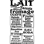 Ambiance - sticker sticker frigo citation lait, fromage oeufs, fruits, soda