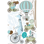 Ambiance - sticker sticker girafe �quilibriste et ses amis rigolos