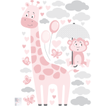 Ambiance - sticker stickers girafes et singes en balade sous une pluie de coeurs