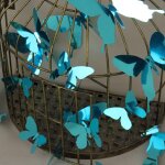 Ambiance - sticker kit de 12 stickers papillons 3d miroirs bleu