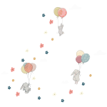 Ambiance - sticker stickers lapins dans le ciel et les ballons volants