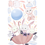 Ambiance - sticker stickers lapins jouant dans le ciel
