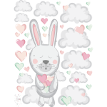 Ambiance - sticker stickers lapins dans les nuages de coeurs
