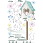 Ambiance - sticker stickers lapins et oiseaux jouant au facteur