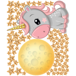 Ambiance - sticker stickers licorne girly la lune et 80 �toiles