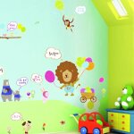 Ambiance - sticker sticker lion et animaux avec parties tableau blanc