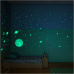 Ambiance - sticker stickers lune phosphorescent 150 �toiles et plan�tes