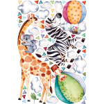 Ambiance - sticker stickers montgolfi�res et animaux de la savane