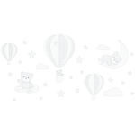 Ambiance - sticker stickers montgolfi�res et oursons dans le ciel