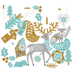 Ambiance - sticker stickers no�l cerf et renard scandinave