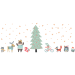 Ambiance - sticker stickers no�l sapin et animaux scandinaves