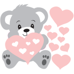 Ambiance - sticker sticker nounours rose