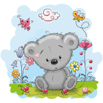 Ambiance - sticker sticker nounours timide et les papillons