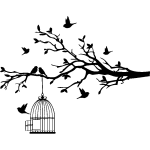Ambiance - sticker sticker oiseaux sur branche s'chappent de leurs cage