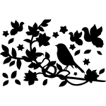 Ambiance - sticker sticker oiseau sur une branche fleurie