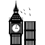 Ambiance - sticker sticker oiseaux survolant big ben