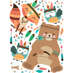 Ambiance - sticker stickers ourson et les animaux indiens