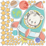 Ambiance - sticker stickers ourson astronaute + 50 �toiles