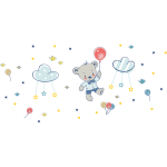 Ambiance - sticker stickers ourson et les ballons volants dans les nuages
