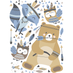 Ambiance - sticker stickers ourson chasseur de plumes