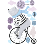 Ambiance - sticker stickers ourson heureux sur son v�lo