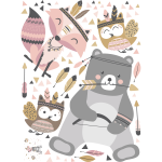 Ambiance - sticker stickers ourson et les indiens hiboux