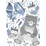 Ambiance - sticker stickers ourson et les plumes indiennes