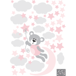 Ambiance - sticker stickers ourson et son cerf - volant magique