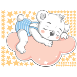 Ambiance - sticker sticker ourson sur le nuage fait dodo + 90 �toiles