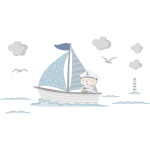 Ambiance - sticker stickers ourson sur son bateau