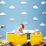Ambiance - sticker pack de 10 nuages en papier adhsifs 3d mtal argents
