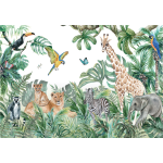 Ambiance - sticker papier peint panoramique jungle pr�encoll� grand safari h 250 x l 360 cm