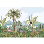 Ambiance - sticker papier peint panoramique jungle pr�encoll� oasis tropical h 250 x l 360 cm