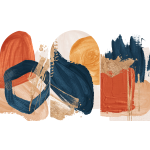 Ambiance - sticker papier peint pr�encoll� arches abstraits rouges et bleus