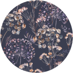 Ambiance - sticker papier peint pr�encoll� fresque fleurs champ�tre vintage aquarelle fonc�