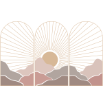 Ambiance - sticker papier peint pr�encoll� trio d'arches coucher de soleil asiatique