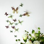 Ambiance - sticker papillons 3d verts - 18 stickers papillons 3d authentiques