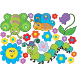 Ambiance - sticker stickers papillons, chenille et fleurs