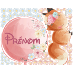 Ambiance - sticker sticker personnalisable pr�nom b�b� renard volant en ballon