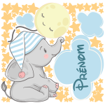 Ambiance - sticker sticker personnalisable pr�nom �l�phant avec le ballon de lune