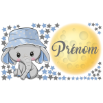 Ambiance - sticker sticker personnalisable pr�nom �l�phant avec la lune