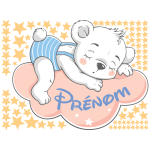 Ambiance - sticker sticker personnalisable pr�nom ours sur le nuage + 90 �toiles