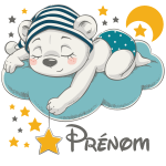 Ambiance - sticker sticker personnalis� pr�nom b�b� ours turquoise