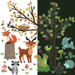 Ambiance - sticker stickers phosphorescents animaux en for�t d'automne
