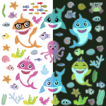 Ambiance - sticker stickers phosphorescents animaux marins requins et amis poissons