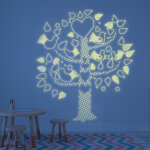 Ambiance - sticker sticker phosphorescent arbre et oiseaux multicolore